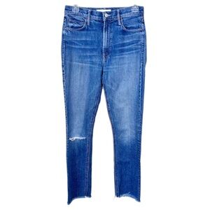Mother Denim The Dazzler Ankle Fray Jean Painfully Obvious Distressed 28